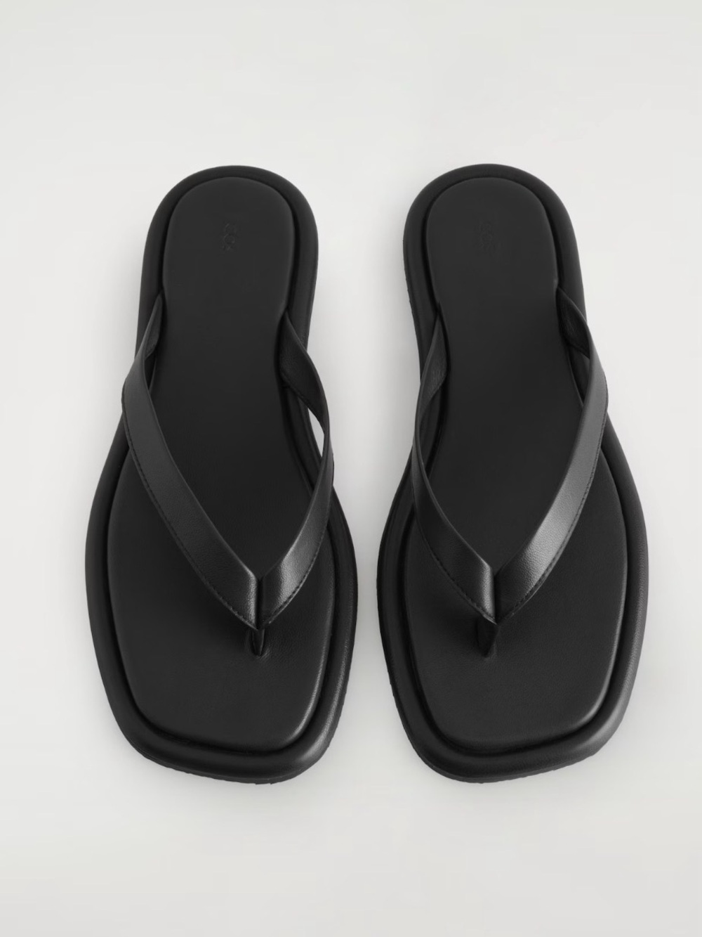 COS Black Minimalist Leather Flip Flop Sandals Size 38